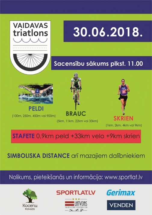 Vaidavas triatlons 30.jūnijā