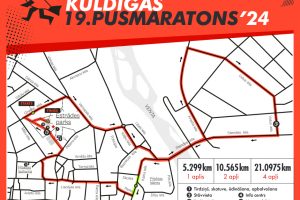1) Trase 21,0975km, trase 10,565km, trase 5,299km